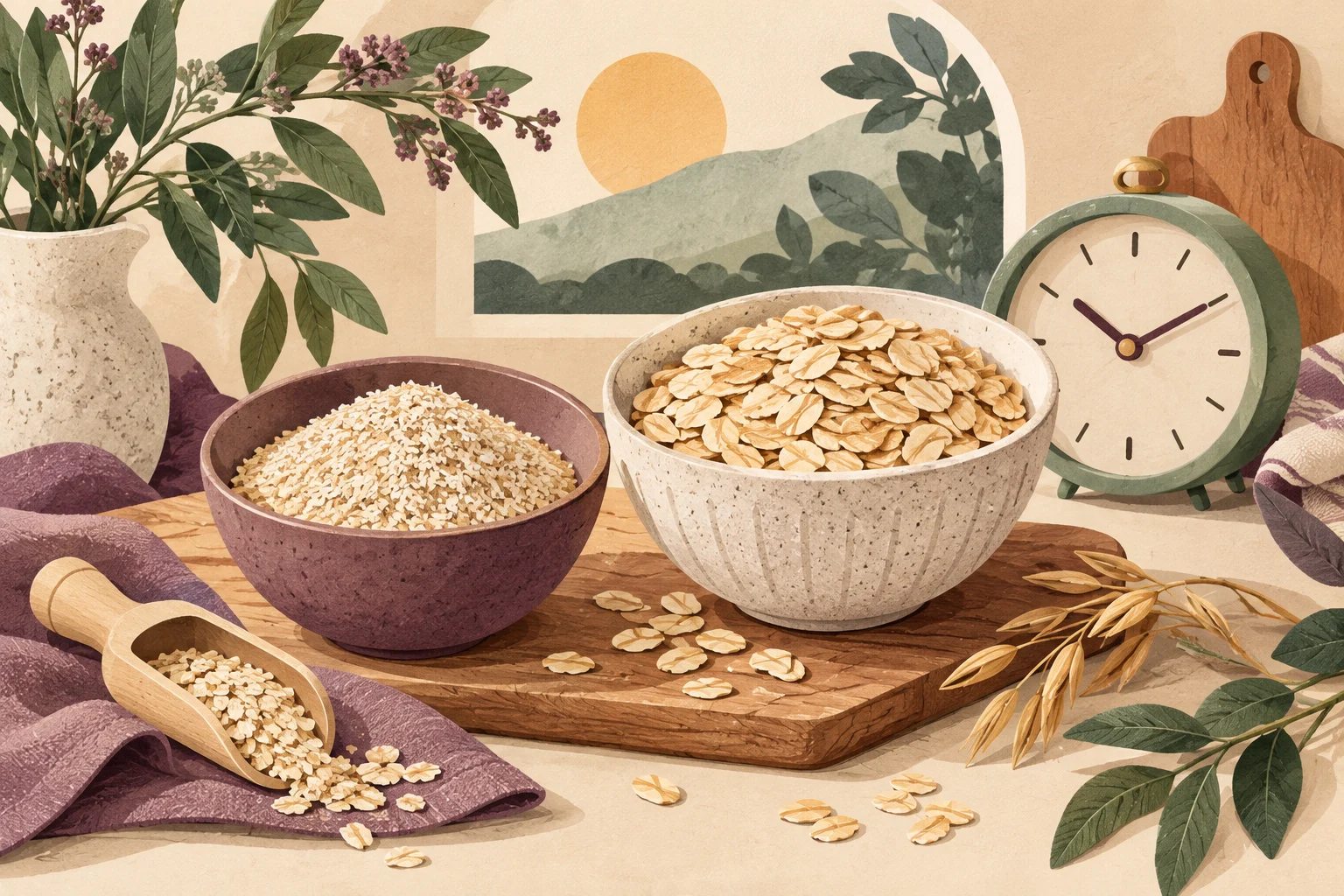 Ilustrasi oatmeal instan atau rolled oat