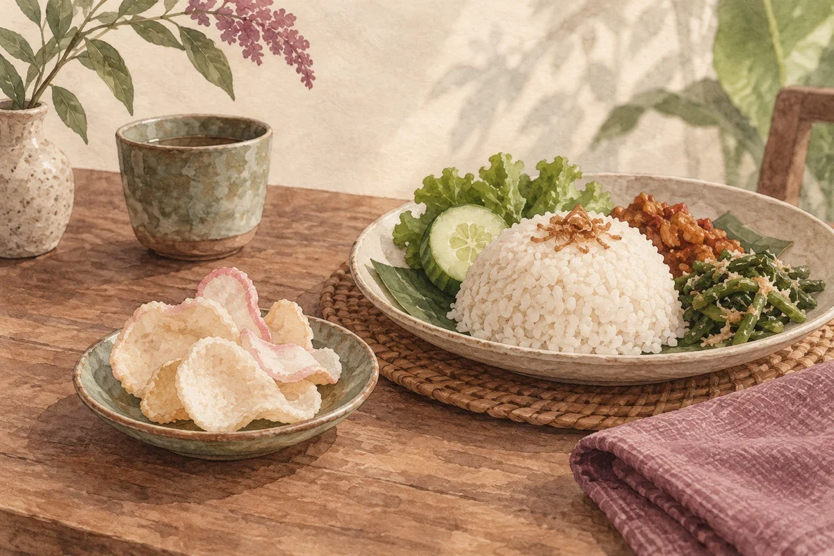 Ilustrasi kalori kerupuk saat makan