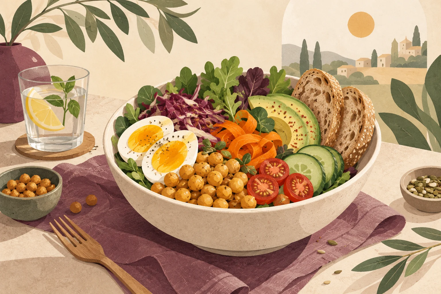 Ilustrasi salad sayur untuk makan siang