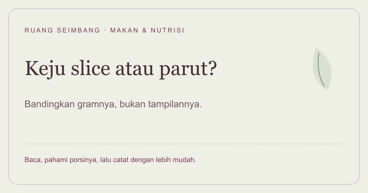 Sampul editorial perbandingan porsi keju slice dan keju parut