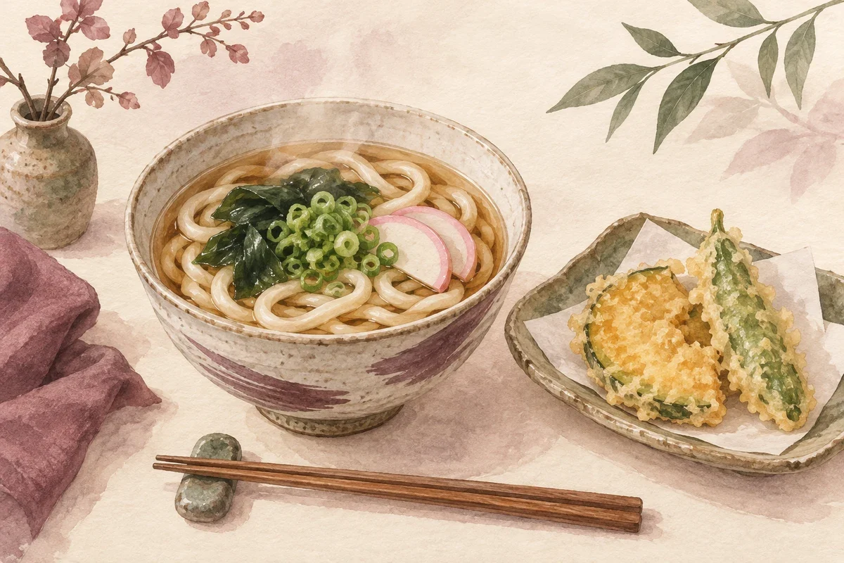 Ilustrasi kalori udon kuah dan tempura