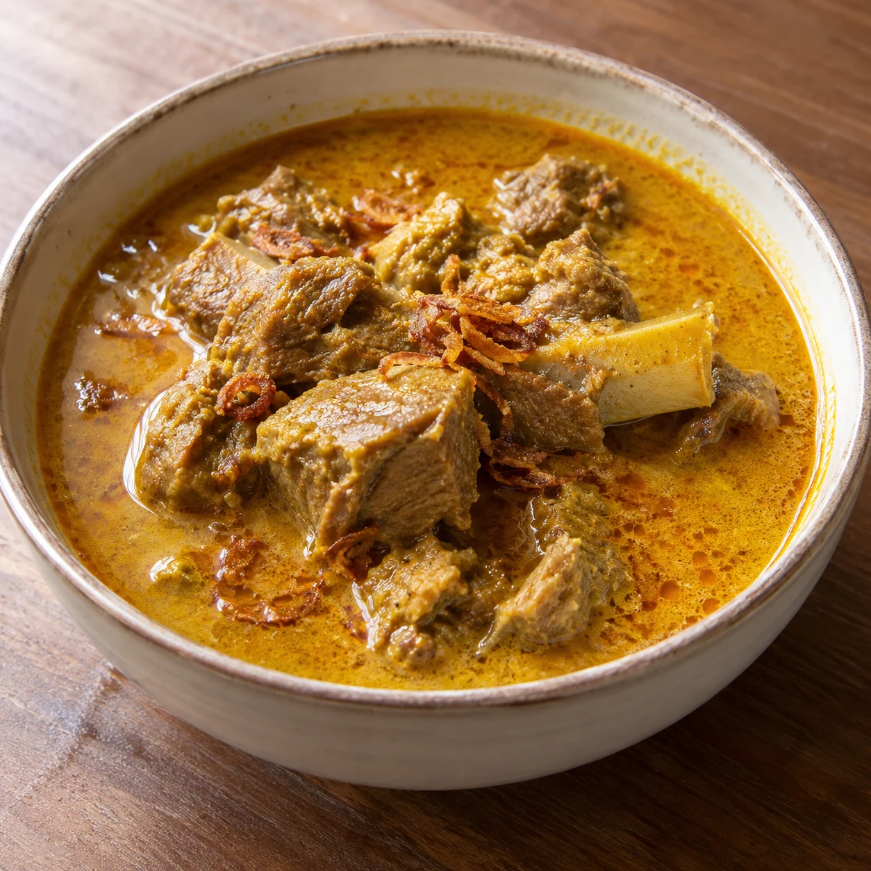 Contoh visual AI Gulai kambing; tampilan bukan ukuran saji baku