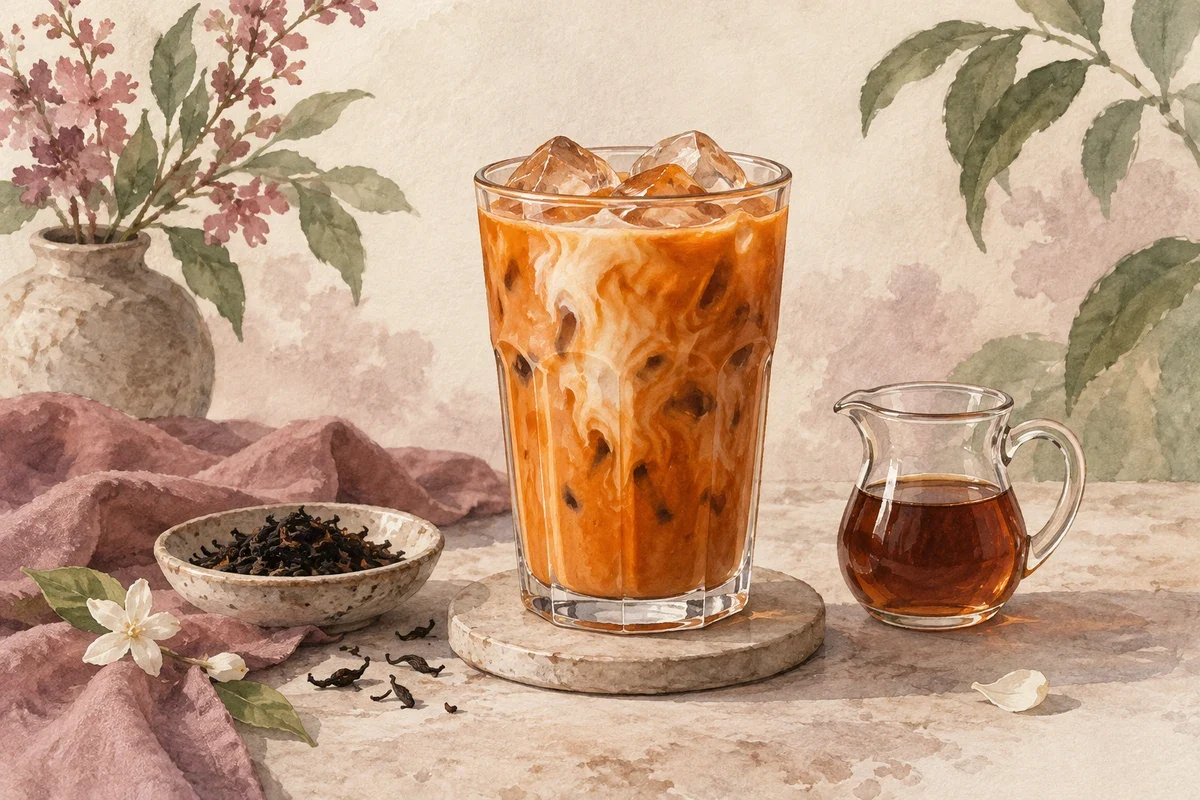 Ilustrasi gula thai tea satu gelas