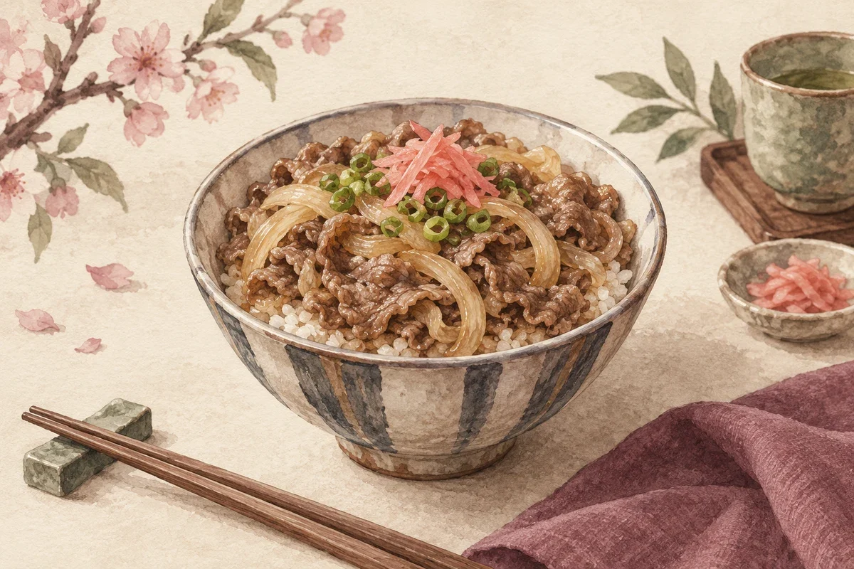 Ilustrasi kalori gyudon beef bowl