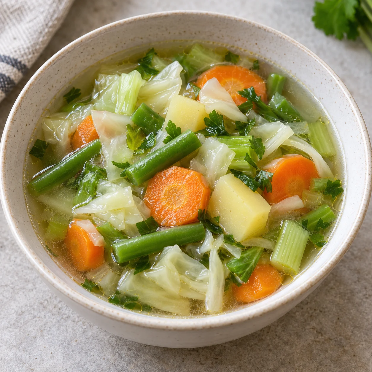 Ilustrasi AI realistis: Sayur Sop 1 Mangkuk: Bedakan Sayuran dan Tambahan Lauk