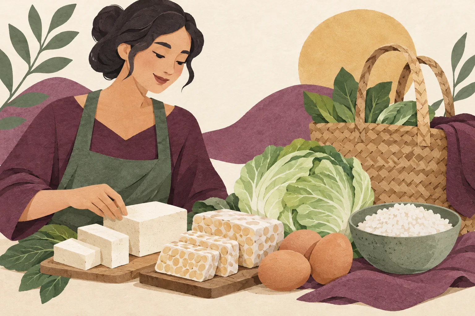 Ilustrasi menu sehat tanggal tua