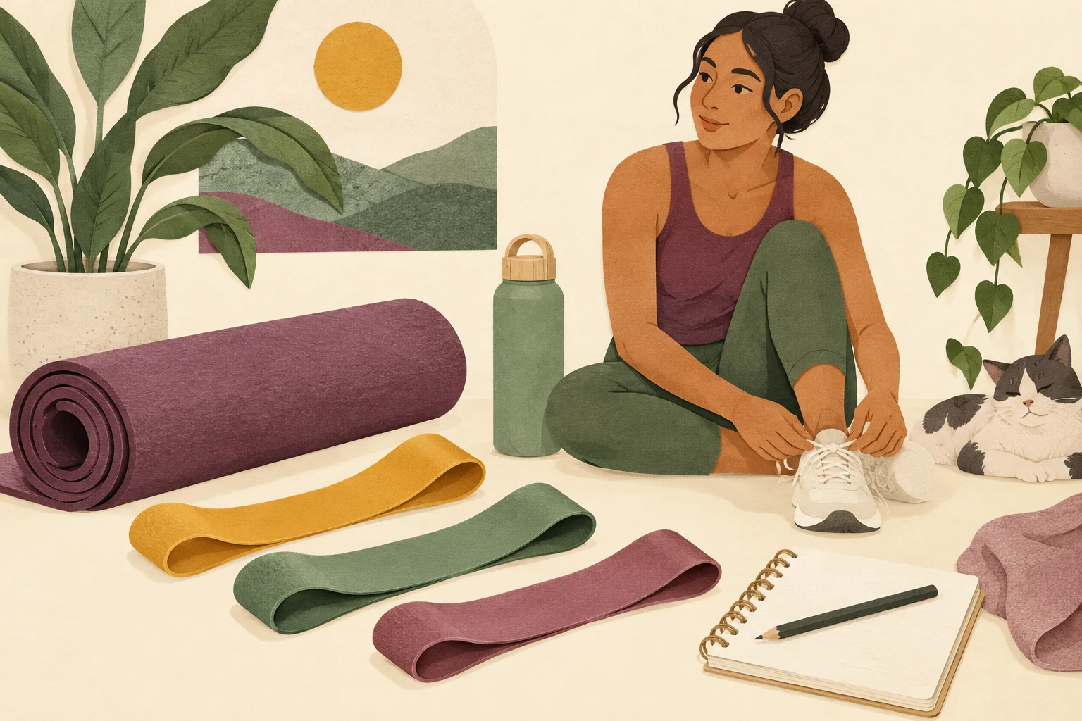 Ilustrasi resistance band untuk pemula