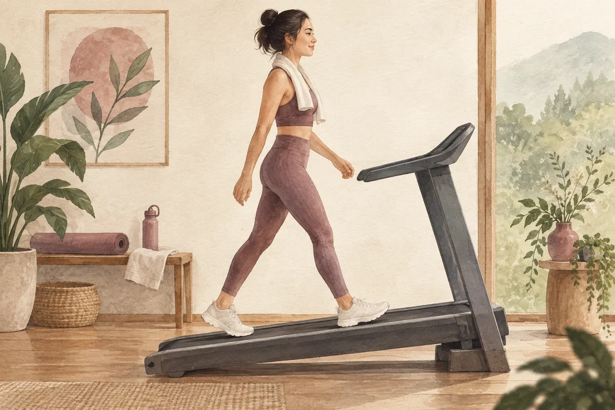 Ilustrasi treadmill incline untuk pemula