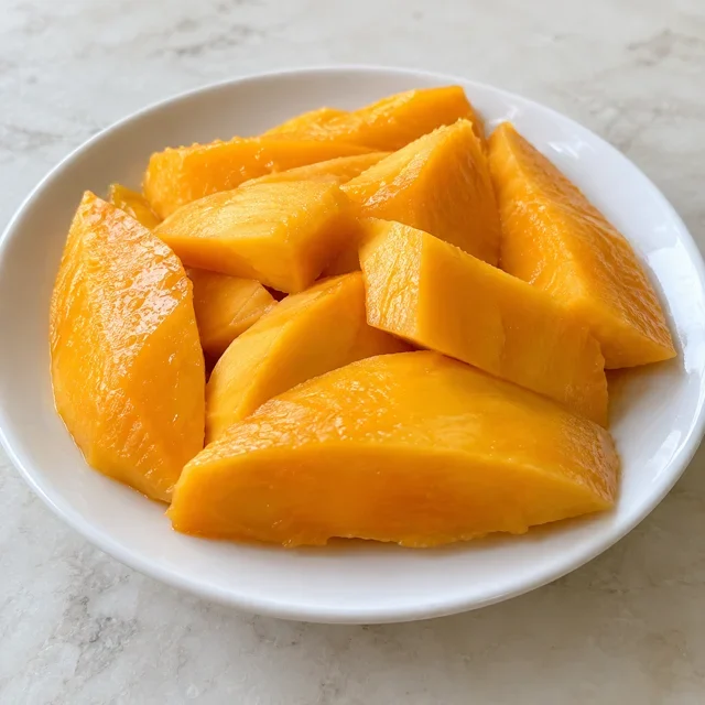 Foto ilustratif daging mangga matang di piring