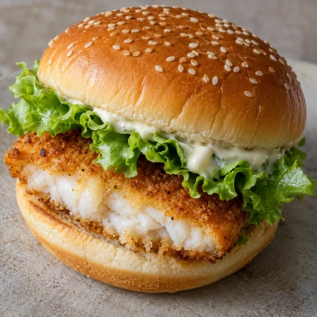 Contoh visual AI: Burger ikan (fish burger)