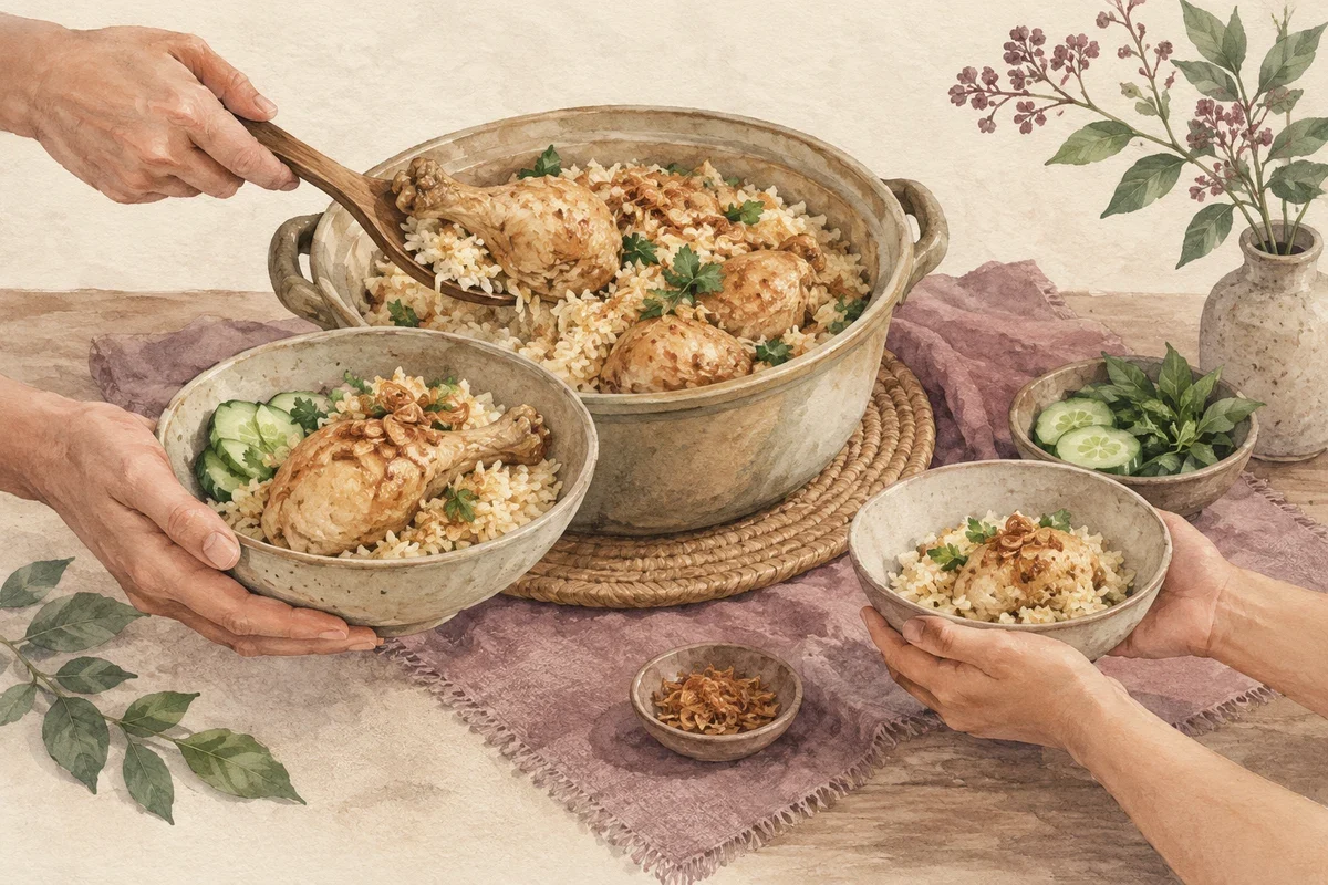 Ilustrasi satu masakan, porsi berbeda