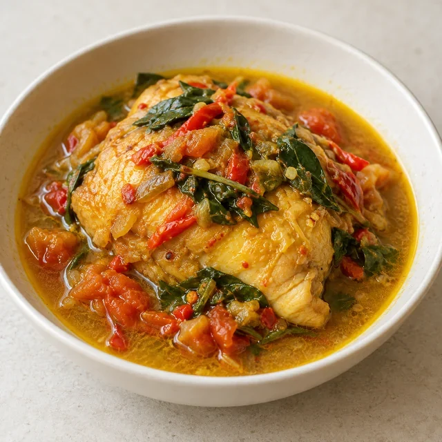 Contoh visual AI Ayam woku; tampilan bukan ukuran saji baku