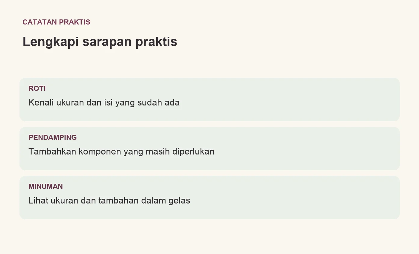 Cara melengkapi sarapan praktis: kenali roti, pilih pendamping, dan perhatikan minuman.