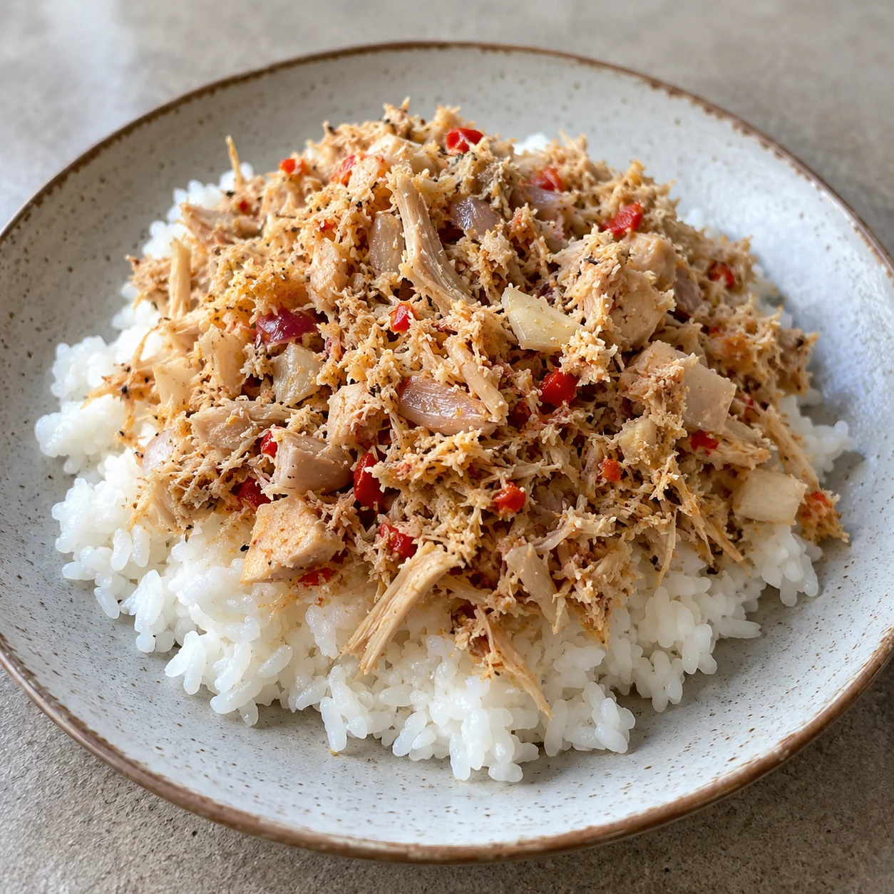 Contoh visual AI Nasi megono; tampilan bukan ukuran saji baku