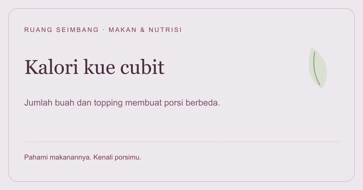 Sampul editorial Ruang Seimbang: Kalori Kue Cubit: Per Buah, Per Porsi, dan Tambahan Topping