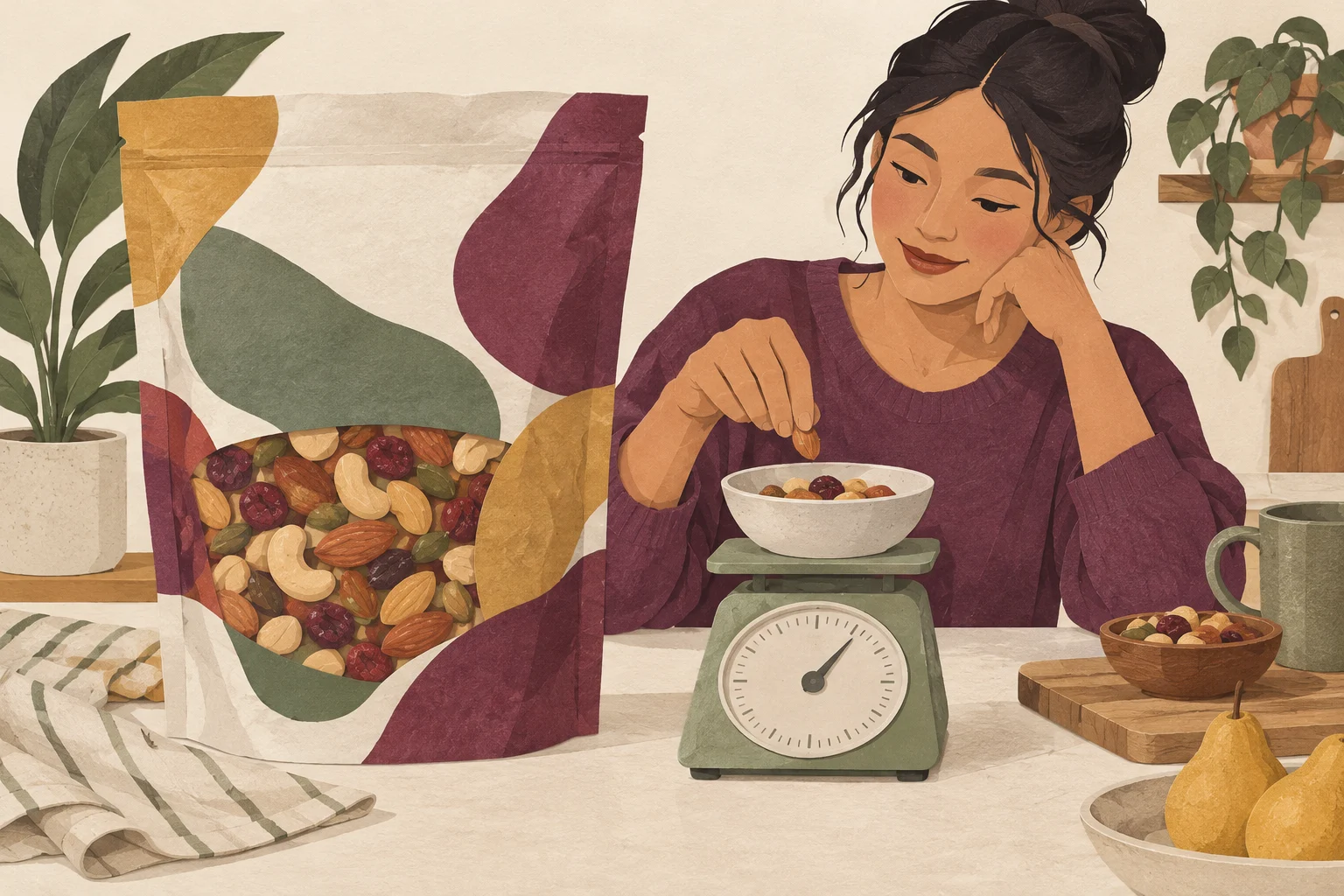 Ilustrasi camilan kemasan besar